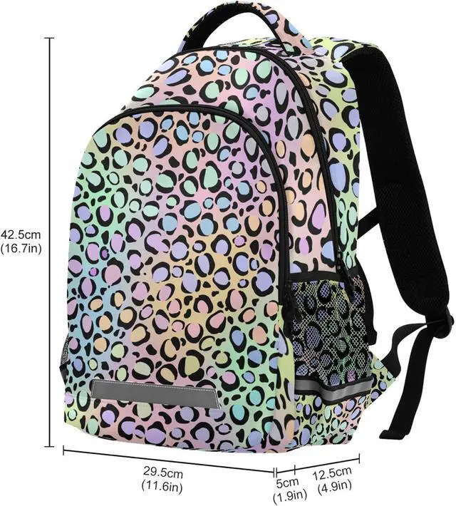 Alt view image 3 of 7 - MNSRUU School Backpack with Chest Strap, Leopard Print Laptop Backpack, Travel Hiking Backpack for Boys Girls, Rucksack, Knapsack