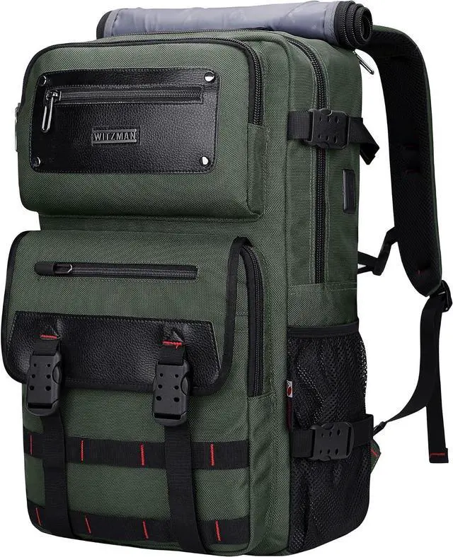 Main image of WITZMAN Travel Backpack for Men Duffle Bags Fits 17 Inch Laptop | Nylon Water-resistant 3-in-1 Carry on Backpack Airline Approved, Large Convertible Overnight Rucksack, B685 Army Green