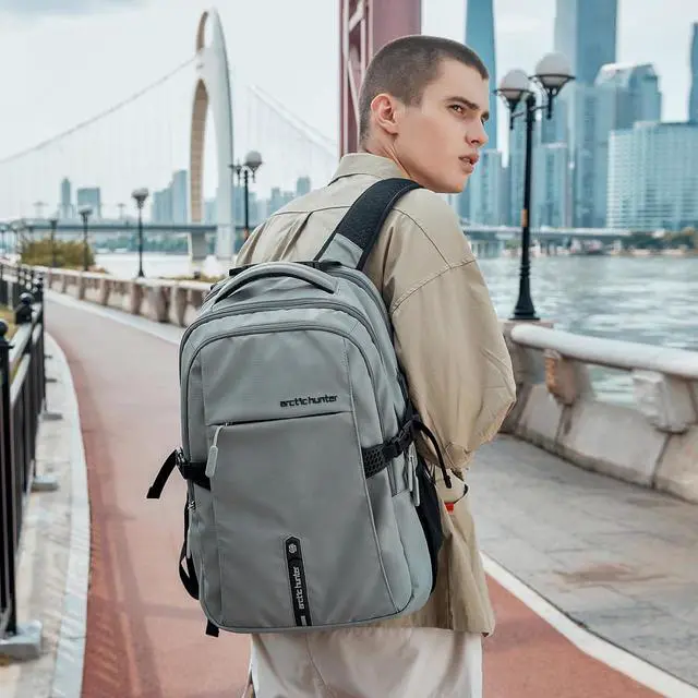 Alt view image 7 of 7 - ARCTIC HUNTER AH Travel Carry On 15.6" Laptop Backpack for Men, Large 30L Anti-Theft & Waterproof Backpacks Flight Approved for Business, Commuting, Work, Weekend Casual Daypack, Grey, Silver