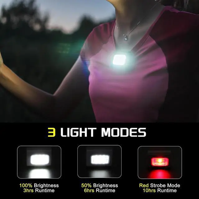Alt view image 2 of 7 - Molrebe 2 Pack Clip on Running Lights, Rechargeable Magnetic Safety Lights | Red strobe, 50-min USB-C charge, 3-10 hr runtime, 1.7 oz, waterproof flashlight for night jogging, dog walking and backpack
