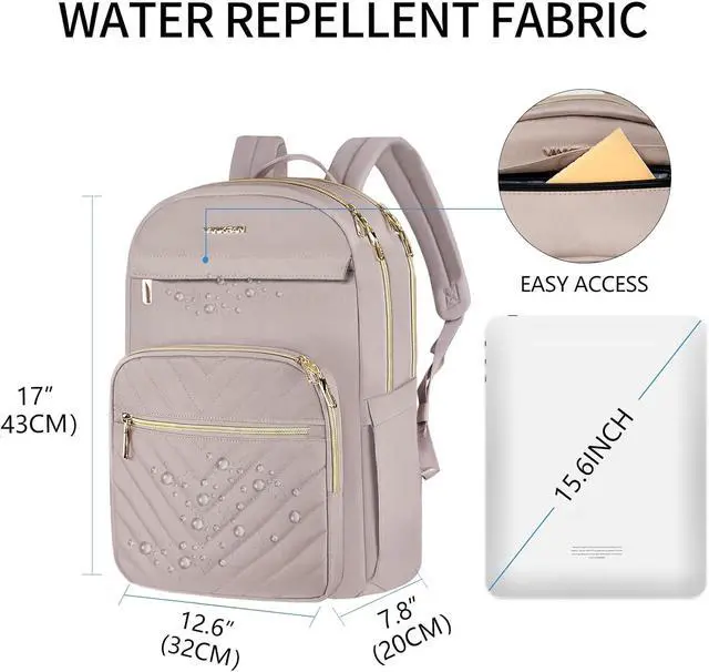 Alt view image 2 of 5 - VANKEAN 15.6 Inch Laptop Backpack for Women Large Capacity Waterproof | Waterproof Backpacks Stylish Travel Bags Casual Daypacks for College, Business