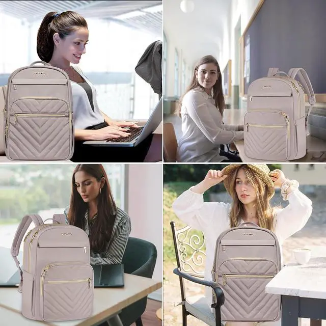 Alt view image 5 of 5 - VANKEAN 15.6 Inch Laptop Backpack for Women Large Capacity Waterproof | Waterproof Backpacks Stylish Travel Bags Casual Daypacks for College, Business