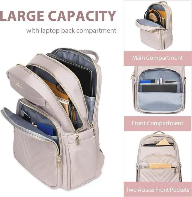 Alt view image 4 of 5 - VANKEAN 15.6 Inch Laptop Backpack for Women Large Capacity Waterproof | Waterproof Backpacks Stylish Travel Bags Casual Daypacks for College, Business