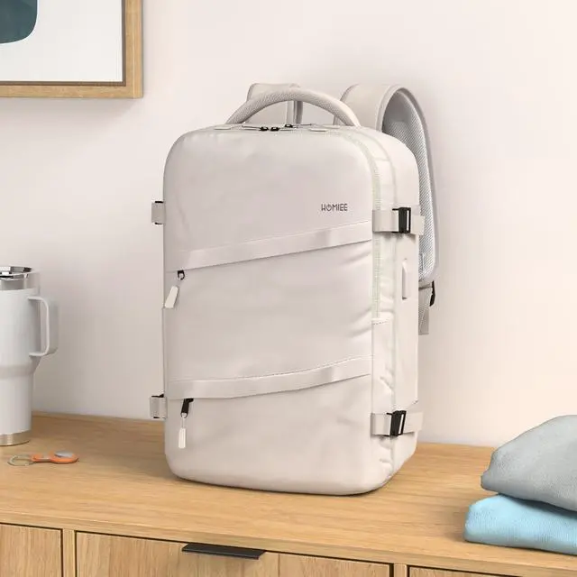 Alt view image 2 of 7 - HOMIEE Travel Laptop Backpack for Men Women, Personal Item Carry On Bag | Dry Wet Separation,Airline Approved, Large Capacity, Smart Organization, USB Charging Port, Anti-theft, Durable & Waterproof