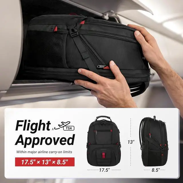 Alt view image 4 of 7 - YOREPEK Large Laptop Backpack for Men, Heavy Duty Travel Backpack | Carry On Flight Approved, 17 Inch College Work Bookbag, Water Resistant Business Backpack for Men Women mochilas para hombres