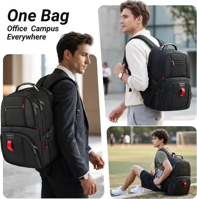 Alt view image 5 of 7 - YOREPEK Large Laptop Backpack for Men, Heavy Duty Travel Backpack | Carry On Flight Approved, 17 Inch College Work Bookbag, Water Resistant Business Backpack for Men Women mochilas para hombres