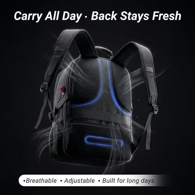 Alt view image 6 of 7 - YOREPEK Large Laptop Backpack for Men, Heavy Duty Travel Backpack | Carry On Flight Approved, 17 Inch College Work Bookbag, Water Resistant Business Backpack for Men Women mochilas para hombres