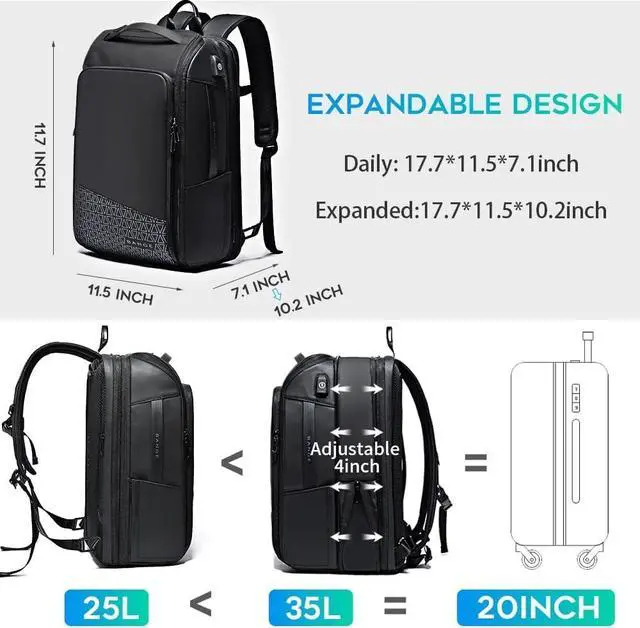 Alt view image 3 of 4 - BANGE Travel Backpacks,Weekender Carry On Backpack, Waterproof Men's Business Laptop Backpack for 15.6inch
