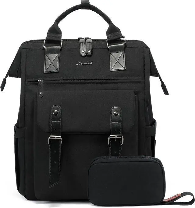 Main image of LOVEVOOK Laptop Backpack for Women; College Backpack, Teacher Work Bag, Travel Backpack Purse, Business Computer Bag, Commuter Nurse Bag, 15.6 Inch, Black