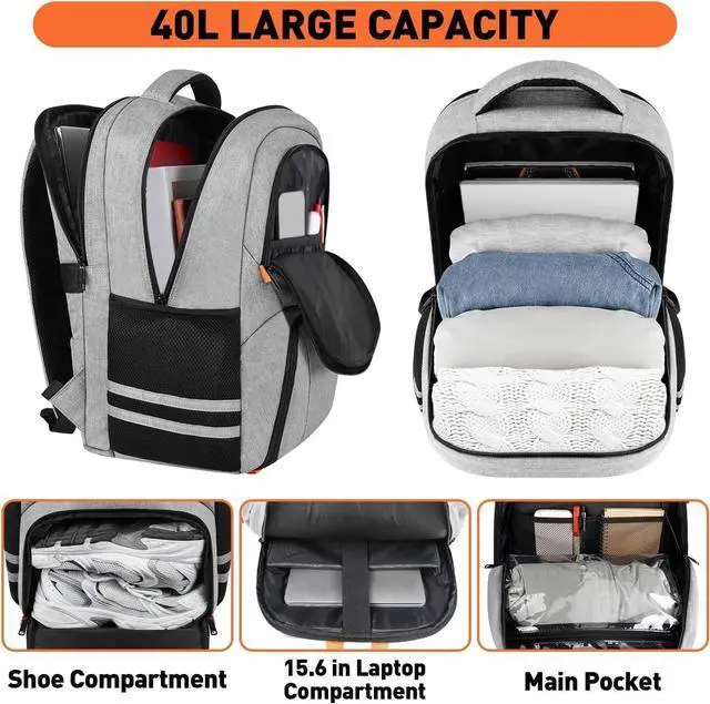 Alt view image 3 of 7 - Ytonet Gym Backpack for Men Women, Backpack for Men with Shoe Compartment | Water Resistant Workout Sports Bag Fits 15.6 Inch Laptop for Sports Camping Hiking Grey
