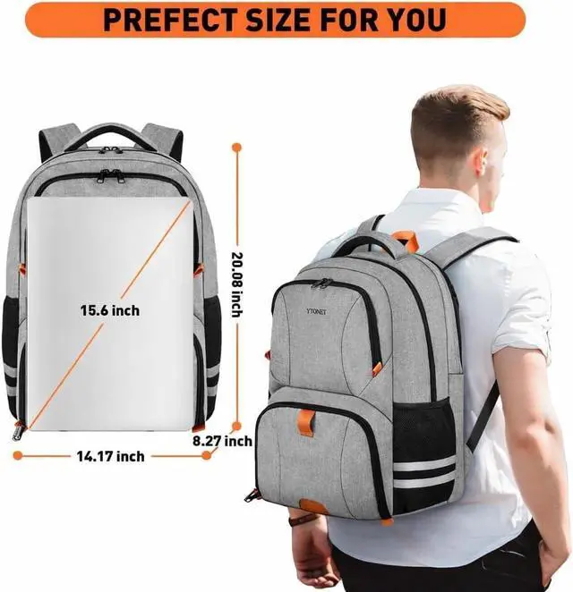 Alt view image 4 of 7 - Ytonet Gym Backpack for Men Women, Backpack for Men with Shoe Compartment | Water Resistant Workout Sports Bag Fits 15.6 Inch Laptop for Sports Camping Hiking Grey