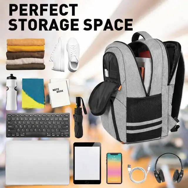 Alt view image 5 of 7 - Ytonet Gym Backpack for Men Women, Backpack for Men with Shoe Compartment | Water Resistant Workout Sports Bag Fits 15.6 Inch Laptop for Sports Camping Hiking Grey