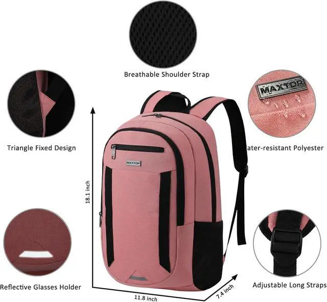 Alt view image 3 of 6 - MAXTOP Travel Laptop Backpack Business Anti-theft Backpacks Water Resistant School College Bookbag