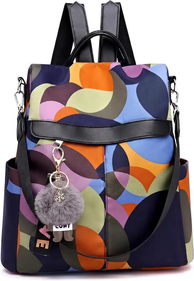 Main image of Anti Theft Backpack Purse for Women, Small Water-Resistant Oxford Backpack with Back Zipper Access, Convertible Shoulder Bag for Travel, Work, Shopping & Everyday Use