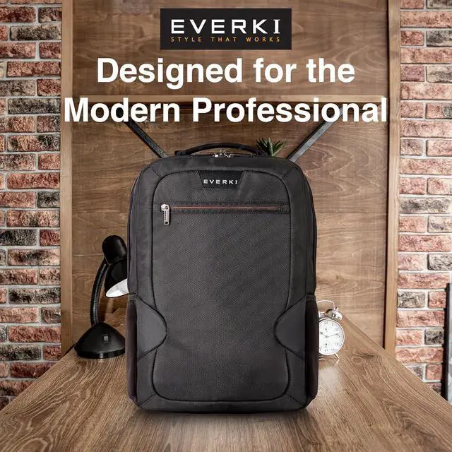 Alt view image 6 of 7 - EVERKI Studio Slim Laptop Backpack with Computer Compartment, Black - 14L | Slim Professional Design, Corner-Guard Protection, Lightweight, Business, Work, Travel-Friendly, Fits Laptops up to 15"