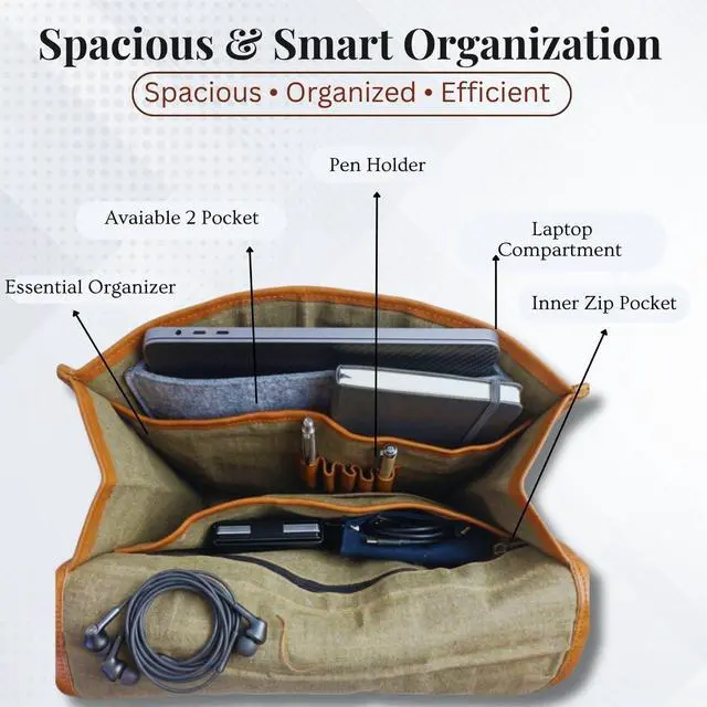 Alt view image 5 of 7 - Shy Shy Let's Touch The Sky 16" Vintage leather Backpack Laptop Messenger Bag Lightweight College Rucksack Sling for Men Women