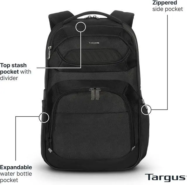 Alt view image 2 of 7 - Targus Legend IQ Laptop Backpack Travel Backpack for Laptops up to 16-Inches Backpack for Men and Women, Black (TSB705US)