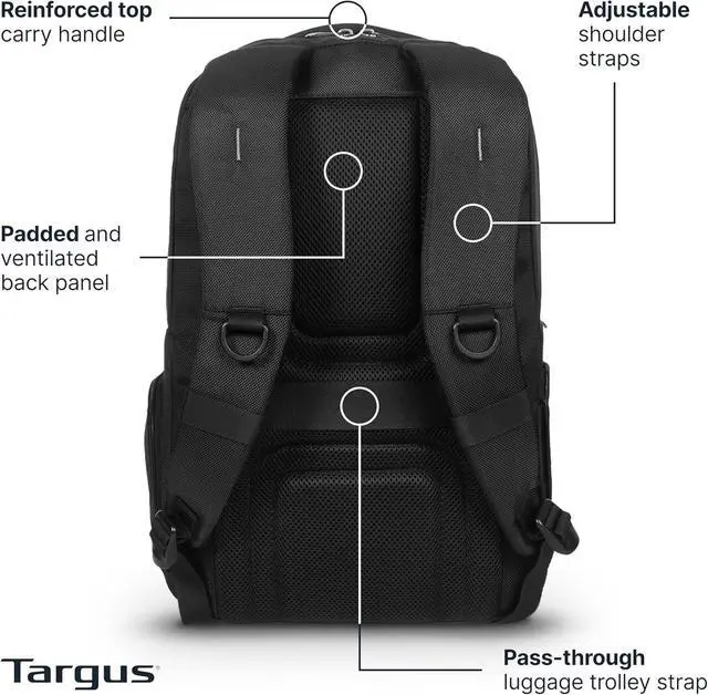 Alt view image 3 of 7 - Targus Legend IQ Laptop Backpack Travel Backpack for Laptops up to 16-Inches Backpack for Men and Women, Black (TSB705US)