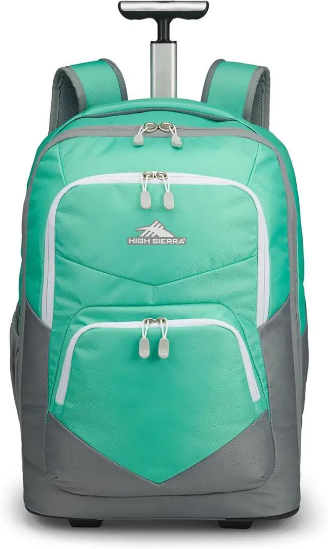 Alt view image 2 of 7 - High Sierra Freewheel Pro Wheeled Backpack with 360 Degree Reflectivity, Adjustable Handle, Large Main Compartment, and Laptop Sleeve, Aquamarine
