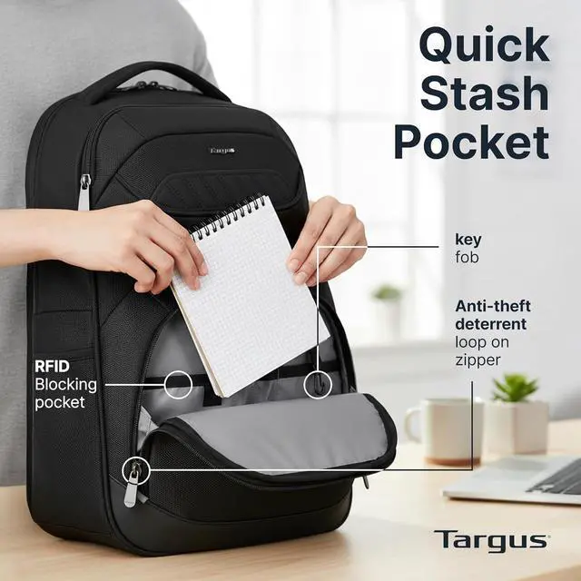 Alt view image 7 of 7 - Targus Legend IQ Laptop Backpack Travel Backpack for Laptops up to 16-Inches Backpack for Men and Women, Black (TSB705US)