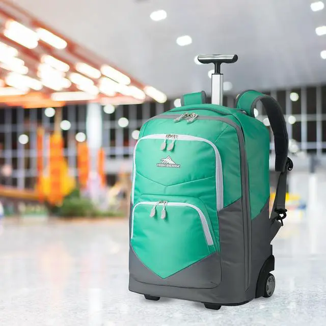 Alt view image 4 of 7 - High Sierra Freewheel Pro Wheeled Backpack with 360 Degree Reflectivity, Adjustable Handle, Large Main Compartment, and Laptop Sleeve, Aquamarine