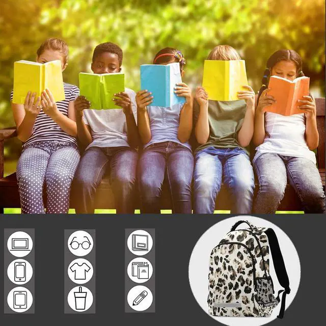 Alt view image 7 of 7 - Leopard Print Backpacks Laptop School Book Bag Lightweight Animal Daypack for Men Women Teens Kids
