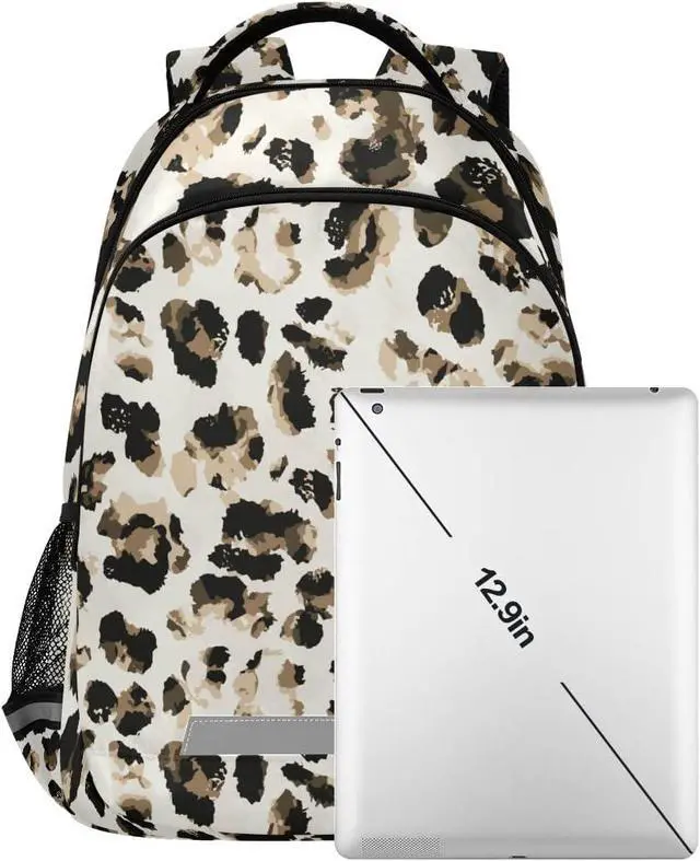 Alt view image 6 of 7 - Leopard Print Backpacks Laptop School Book Bag Lightweight Animal Daypack for Men Women Teens Kids