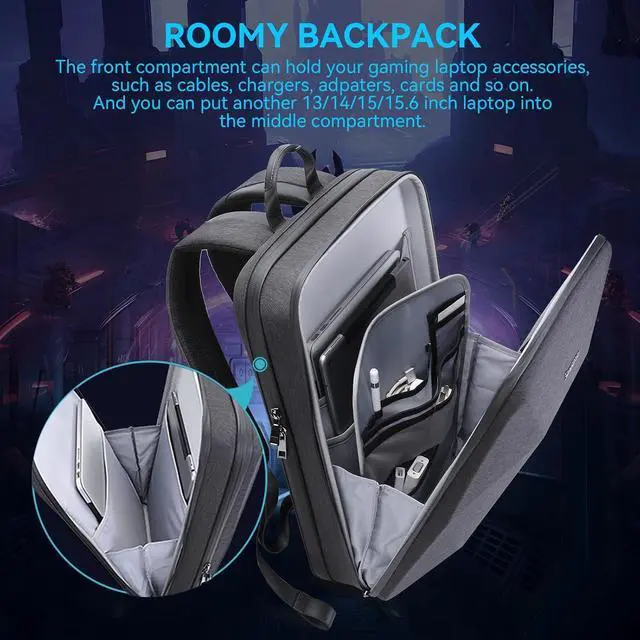 Alt view image 2 of 7 - Smatree Hard Double Laptop Backpack for 16 inch ASUS/DELL/HP/Razer | For 16inch ASUS ROG Strix G16/SCAR-16 2025/2024/2023,ROG Zephyrus G16,Alienware M16,DELL G16,HP Victus/OMEN,Razer Blade 16