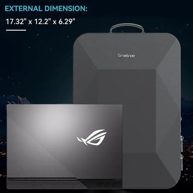 Alt view image 6 of 7 - Smatree Hard Double Laptop Backpack for 16 inch ASUS/DELL/HP/Razer | For 16inch ASUS ROG Strix G16/SCAR-16 2025/2024/2023,ROG Zephyrus G16,Alienware M16,DELL G16,HP Victus/OMEN,Razer Blade 16