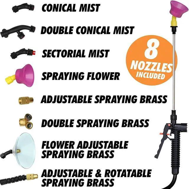 Alt view image 7 of 7 - Battery Powered Backpack Sprayer - 4.2 Gallon, 8 Nozzles, 100PSI Cutoff, Long Battery Life, Wide Mouth, High-Pressure Spray Hose, Trigger Lock, Pressure Knob Controller