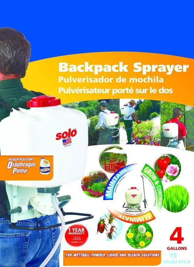 Alt view image 3 of 7 - SOLO 475-B BACKPACK SPRAYER, 4 GALLON, DIAPHRAGM - BLEACH RESISTANT