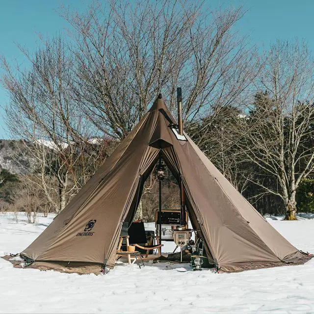 Alt view image 6 of 7 - OneTigris Rock Fortress Hot Tent with Stove Jack, 4 Season, 4-6 Person Tipi for Camping, Backpacking, Hunting, Fishing - Waterproof, Wind-Proof