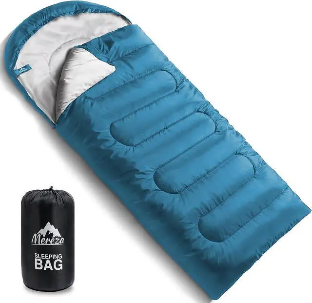 Main image of MEREZA Sleeping Bags for Adults Cold Weather Mens Warm Sleeping Bag for Big and Tall Girls Boys with Compression Sack for 3-4 Season Camping Backpacking Hiking