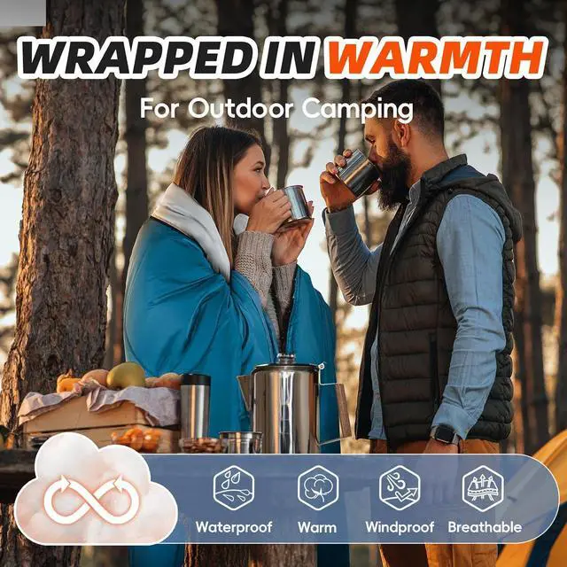 Alt view image 5 of 6 - MEREZA Sleeping Bags for Adults Cold Weather Mens Warm Sleeping Bag for Big and Tall Girls Boys with Compression Sack for 3-4 Season Camping Backpacking Hiking