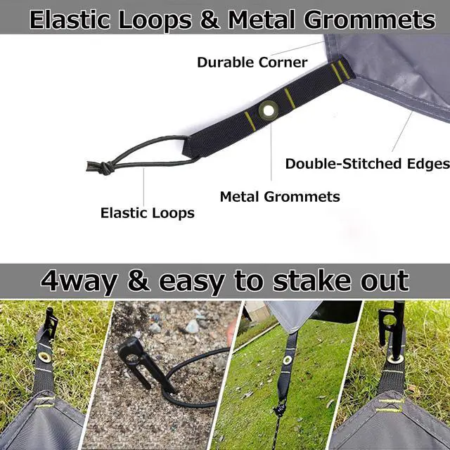 Alt view image 4 of 6 - Tent Footprint Waterproof PU 3000 Easy Set up Heavy Duty Ultralight Tent Footprint for Camping,Hiking, Backpacking, Hammock, Beach Grey