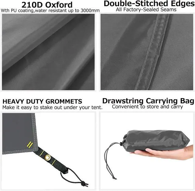 Alt view image 5 of 6 - Tent Footprint Waterproof PU 3000 Easy Set up Heavy Duty Ultralight Tent Footprint for Camping,Hiking, Backpacking, Hammock, Beach Grey