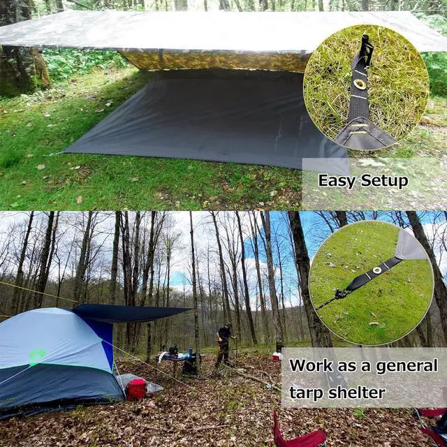 Alt view image 6 of 6 - Tent Footprint Waterproof PU 3000 Easy Set up Heavy Duty Ultralight Tent Footprint for Camping,Hiking, Backpacking, Hammock, Beach Grey