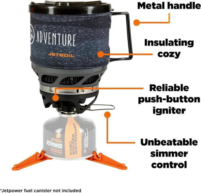 Alt view image 2 of 7 - Jetboil MiniMo Camping and Backpacking Stove Cooking System with Adjustable Heat Control