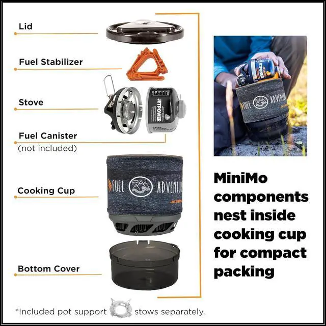 Alt view image 6 of 7 - Jetboil MiniMo Camping and Backpacking Stove Cooking System with Adjustable Heat Control