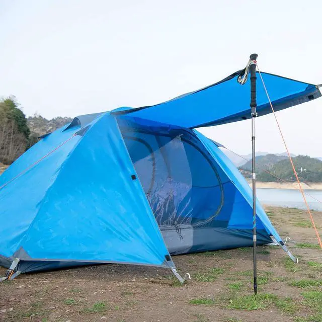 Alt view image 5 of 7 - 2 Person Camping Tent Outdoor Lightweight Waterproof Easy Setup Two Doors 3 Season Double Layer Large Space Backpacking Tent for Camping Backpacking Hiking Travelling Hunting