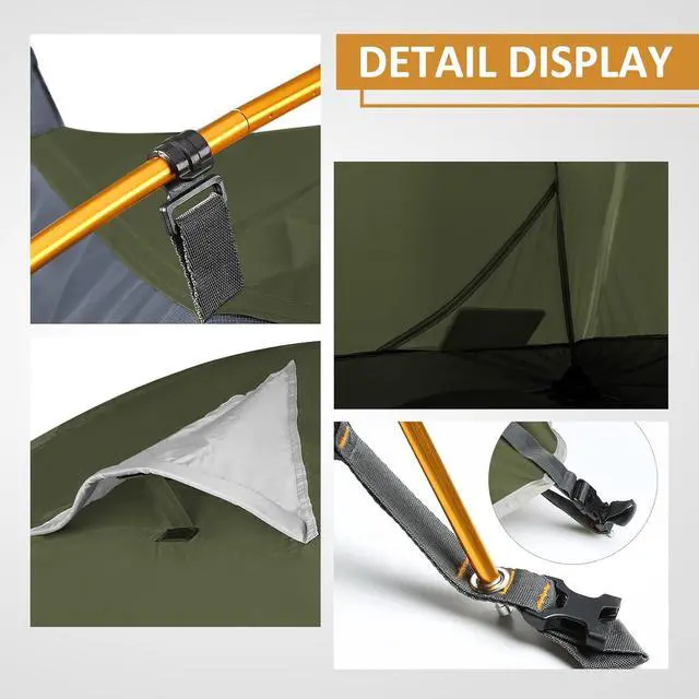 Alt view image 4 of 7 - Camping Tent 1/2 Person Tent Waterproof Two Doors Backpacking Tent Easy Setup Lightweight for Outdoor, Hiking Mountaineering Travel