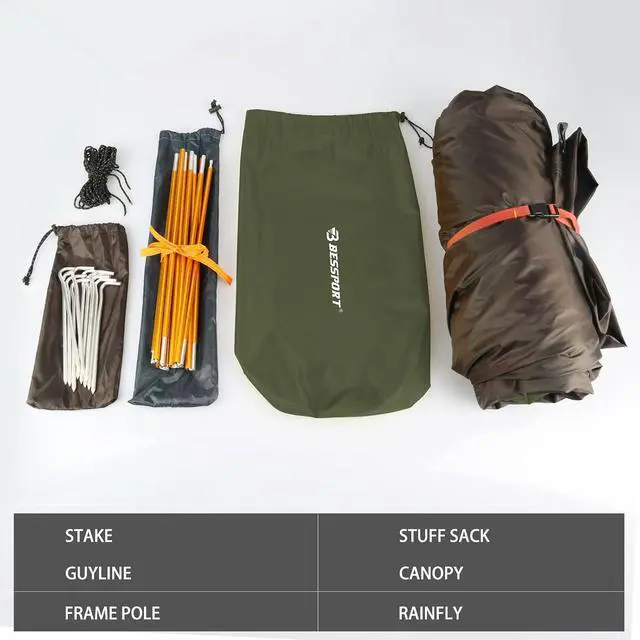 Alt view image 6 of 7 - Camping Tent 1/2 Person Tent Waterproof Two Doors Backpacking Tent Easy Setup Lightweight for Outdoor, Hiking Mountaineering Travel