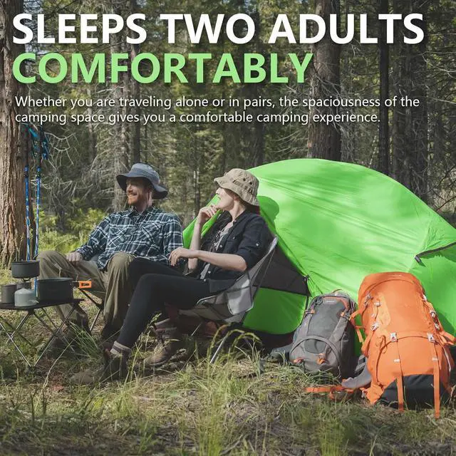 Alt view image 4 of 7 - Backpacking 2 Person Tent Lightweight 3 Season Camping Tent | 20D 380T Nylon Rainfly Double Layer Free Standing Includes Footprnint 7001 Aluminium Poles for Camping Hiking Biking