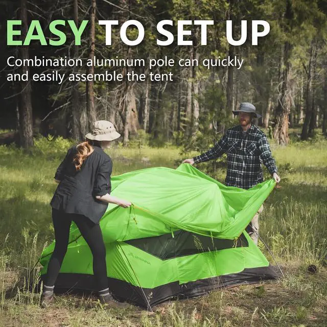 Alt view image 5 of 7 - Backpacking 2 Person Tent Lightweight 3 Season Camping Tent | 20D 380T Nylon Rainfly Double Layer Free Standing Includes Footprnint 7001 Aluminium Poles for Camping Hiking Biking