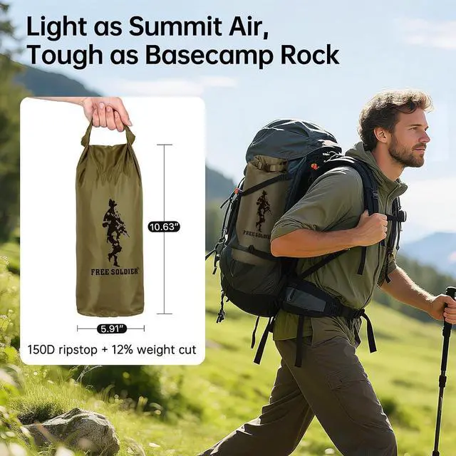 Alt view image 5 of 7 - FREE SOLDIER Waterproof Camping Tarp Shelter Awning | Lightweight, Compact, Quick Wetup, Waterproof Sun Shelter Campingtarp,For Backpacking, Beach, Travel and Outdoor Activities