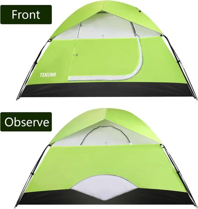 Alt view image 2 of 6 - Camping Tent, TEKOMI Waterproof Family Dome Tent with Removable Rain Fly, Instant Cabin Tent for 60 Seconds Set Up, Advanced Venting Design, Fit Camp Backpacking Hiking Outdoor, Dark Green
