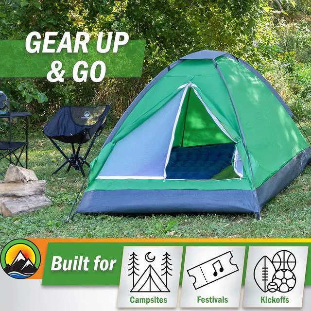 Alt view image 6 of 7 - 2 Person Camping Tent with Rain Fly and Carrying Bag - Lightweight Outdoor Pop Up Tents for Camping Essentials, Music Festivals, Backpacking, Hiking, or Beach Shelter by Wakeman Outdoors