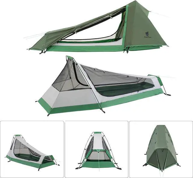Alt view image 3 of 7 - GEERTOP Ultralight Solo Bivy Tent, 1 Person Backpacking Tent for Camping | Lightweight & Waterproof Solo Tent, Aluminum Poles, Double-Wall, for Camping, Hiking, Hunting, Motorcycle Adventures