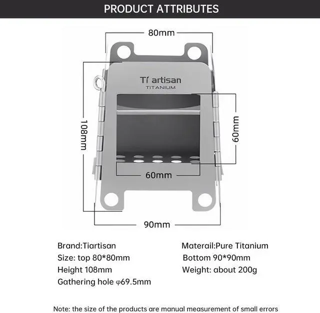 Alt view image 2 of 7 - Titanium Wood Stove Foldable Portable Alcohol Stove Titanium Wood Burning Stove Camping Backpacking Stove for Outdoor Camping Picnic BBQ (WS006ST(Small))
