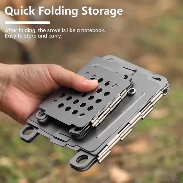 Alt view image 5 of 7 - Titanium Wood Stove Foldable Portable Alcohol Stove Titanium Wood Burning Stove Camping Backpacking Stove for Outdoor Camping Picnic BBQ (WS006ST(Small))